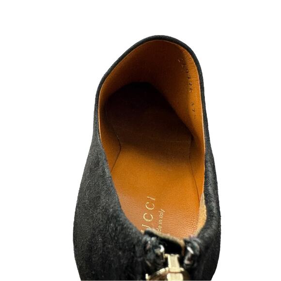 Gucci Betty Black Suede Bamboo Tassel Platform Ankle Booties Sz 37.5 - Picture 6 of 13